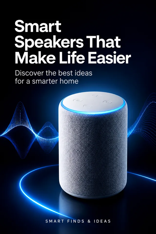 Stylized AI illustration of a smart speaker with a blue light ring